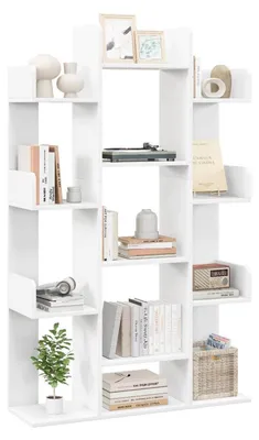 Produktbild von Bücherregal Baumform 13 Ebenen Holz 86 x 24,5 x 141 cm Weiß