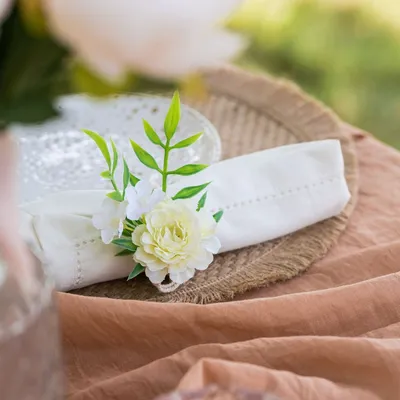 Produktbild von Blumen Serviettenring weiße Rose Ø 5 cm Tisch-Deko Hochzeit Blumen-Deko