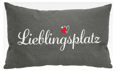 Produktbild von Sofakissen Lieblingsplatz mit Reißverschluss | 50x30cm 280g Füllung grau weiß rot | waschbares Kuschelkissen Dekokissen