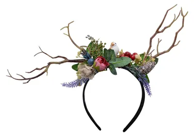 Imagen del producto de Diadema para niña de la marca Clayre & Eef, color verde, fabricada en material sintético con motivos de ramas