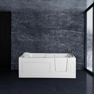 Produktbild von PureHaven Seniorenbadewanne 170x75 cm Sitz- und Whirlpool mit Massagedüsen integrierte Tür für leichten Einstieg pflegeleichte Oberfläche