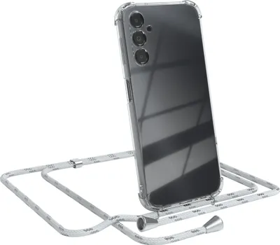 Produktbild von EAZY CASE Handykette kompatibel mit Samsung Galaxy A14 5G, Handyhülle mit Umhängeband, Handykordel, Schutzhülle Clear, Band in Weiß