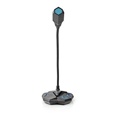 Produktbild von Nedis Streaming- und Gaming-Mikrofon - Vorrichtung: Desktop / Notebook - USB - Audio- / Video- / Datenausgänge: 1x 3.5 mm Audio Out - Ein-/Ausschalter - Kopfhörerausgang