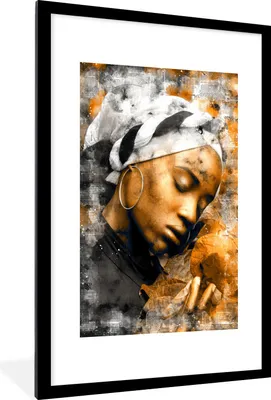 Produktbild von MuchoWow® MuchoWow® Gerahmtes Poster Frauen - Kopftuch - Zeitung 60x90 cm - Poster mit zchwarzem Bilderrahmen - Dekoration - Wandposter Wohnzimmer - Hochwertig