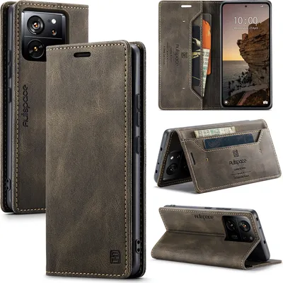 Obrázek produktu pro Xiaomi 13T Pouzdro, RetroPolyuretanKožené Pouzdro, Stojánek a Ochranné Pouzdro pro Xiaomi 13T / 13T Pro / Redmi K60 Ultra Kupfer
