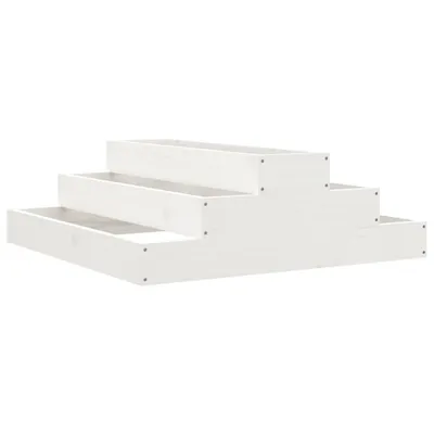 Image de vidaXL Bac à plantes blanc 80x80x27 cm pin massif