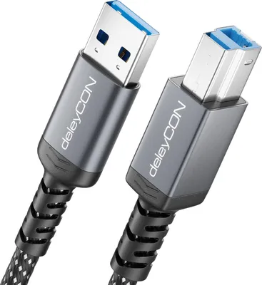 Produktbild von deleyCON 3,0m USB 3.0 Kabel USB-A auf USB-B Stecker Druckerkabel Datenkabel 5 Gbit/S für Drucker, Scanner, Externe Festplatte, Dockingstation, Monitor, Upstream Cable, Schwarz