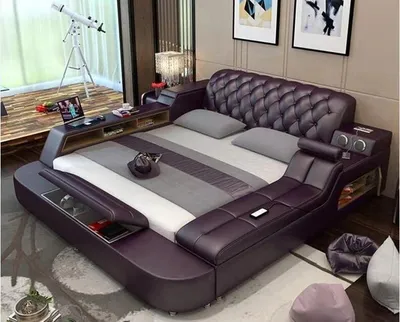 Zdjęcie produktu dla Design Bett XXL Big Betten Leder Hotel Polster 180x200 Multifunktion Regal