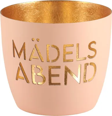 Produktbild von Gift Company Windlicht Madras Mädelsabend M, Teelichthalter, Kerzenhalter, Eisen, Pastellorange / Gold, H 8.5 cm, 1122104076