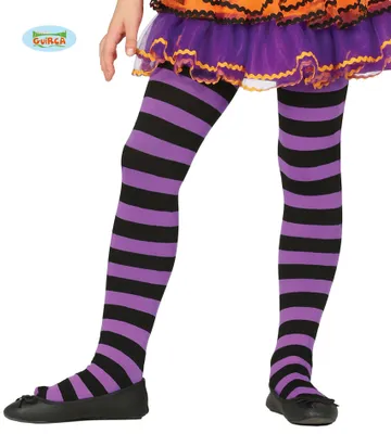 Immagine prodotto di collant a righe nere e viola per bambini