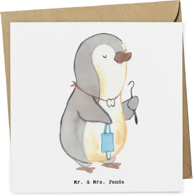 Produktbild von Mr. & Mrs. Panda Grußkarte Zahnmedizinischer Fachangestellter Herz - Weiß - Geschenk, anlasskarte, Glückwunschkarte, faltkarte, Klappkarte, doppelkarte