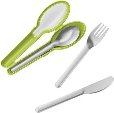 A set of cutlery with a carrying case.