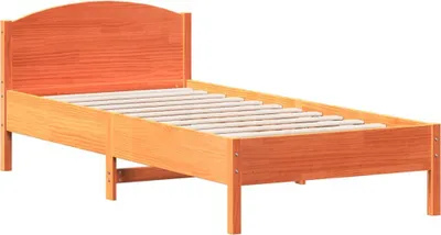 Image de vidaXL Lit en bois massif sans matelas pin brun cireux 90x200
