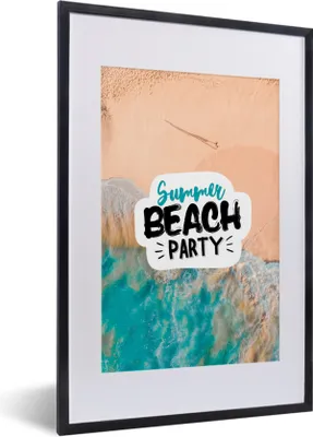 Produktbild von MuchoWow® Gerahmtes Poster Strand - Party - Zitate - Sommer 40x60 cm - Poster mit Schwarzem Bilderrahmen Wandposter Rahmen Foto Bilder - Poster in Rahmen