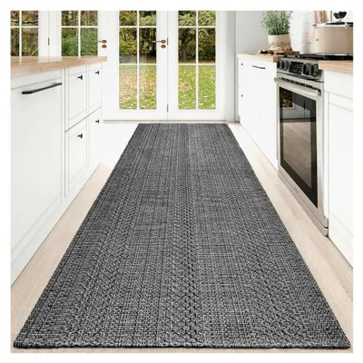 Produktbild von Teppichläufer 90x240 cm, waschbar und rutschfest, absorbierend, dauerhaft und antistatisch, Küchenläufer für Eingang, Küche, Wohnraum, Grau