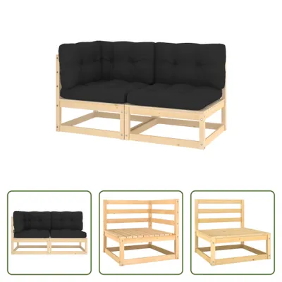 Produktbild von The Living Store 2-tlg. Garten-Lounge-Set mit Kissen Kiefer Massivholz