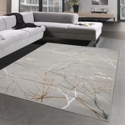 Obrázek produktu pro Moderní designový koberec s lesklými uzly abstraktní zlaté barvy Velikost - 200 x 290 cm