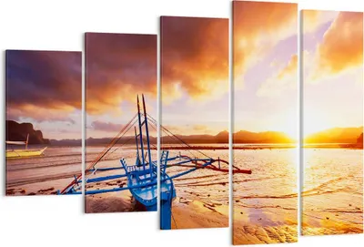 Produktbild von Bild auf Leinwand - Leinwandbild - Ufer Boot Strand - 150x100cm - Wand Bild - Wanddeko - Leinwanddruck - Bilder - Kunstdruck - Wanddekoration - Leinwand bilder - Wandkunst - EG150x100-3905