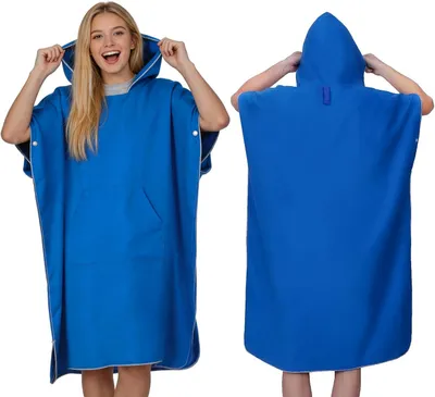 Produktbild von Strandtuch Surf-Poncho, Mikrofaser, für Erwachsene, Badeponcho, Handtuch mit Kapuze, schnell trocknend, leicht und kompakt, Windel-Bademantel, Strandt