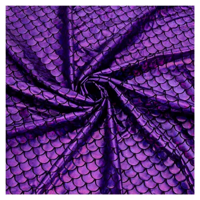 Produktbild von Dekostoff mit Meerjungfrauenschuppen 150 x 100 cm Lila Fischschuppen Glitzernder Stretchstoff zum Nähen von Kleidern und Kostümen