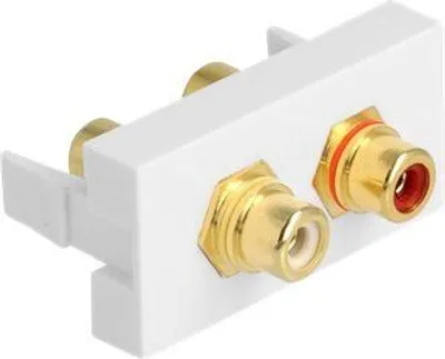 Produktbild von DeLOCK Easy 45 Modul 2 x Cinch Buchse, Farbring rot / weiß 22,5 x 45 mm, 2 x RCA, Weiß, Acrylnitril-Butadien-Styrol (ABS), 22,5 mm, 45 mm, 39 mm