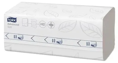 Papierové utierky, stlačené, Interfold, 2-vrstvové, 200 útržkov, H2 systém, TORK "Xpress Soft Multifold", biela