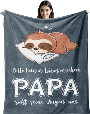 Produktbild von Decke Plaid Geschenk für Papa Weich Kuscheliges Motiv Faultier 150x130 cm