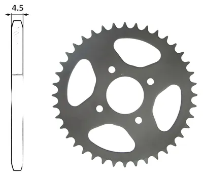 Obrázok produktu pre Kettenrad IGM 415, 38 zubov, priemer 42,5 mm, 4 lamely, vhodné pre modely Hercules Prima 5s, Sachs 505, Sachs 502