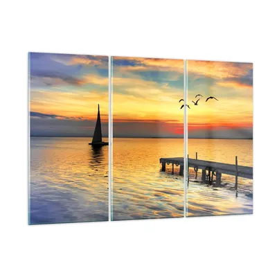 Produktbild von Bilder auf glas - Strand landschaft wasser brücke - 105x70cm - Glasbilder - Wandbilder - Kunstdruck - zum Aufhängen bereit - Wanddekoration aus Glas - Glas Bilder - Wandbild auf Glas - GCE105x70-2535