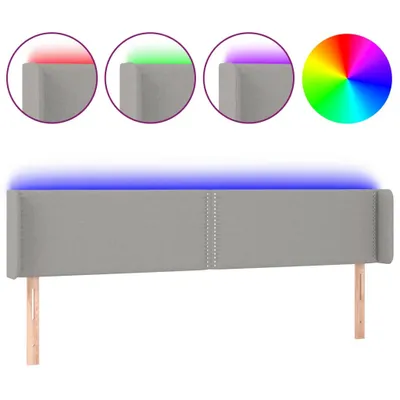 Produktbild von LED Kopfteil Hellgrau 183x16x78/88 cm Stoff