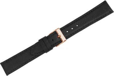 Produktbild von Herzog Kalb Classic XL > Uhrenarmband schwarz > Leder genarbt Verlauf, Stegbreite:18mm, Schließe:Roséfarben