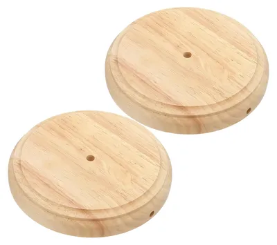 Holzlampenbasis rund 19 cm, 2 Stück, massiv, mit Löchern