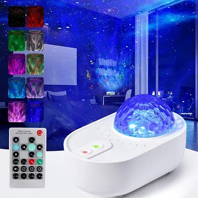 Zdjęcie produktu dla Lampka Nocna Projektor Gwiazd Nieba 2W1 Obrotowa 3 Dźwięki Natury + Pilot