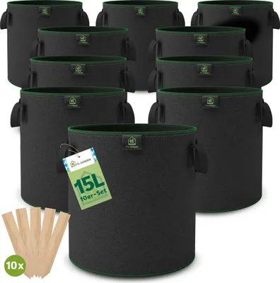 Produktbild von TTL Garden 10x 15L Pflanzsack aus Vliesstoff – Filz Pflanztaschen Ø 26 x 28 cm