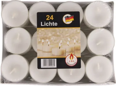 Produktbild von Stimmungslichter Teelichter, 4 x 2,5cm, 24er Tray PET/PC Hülle - 6h Brenndauer