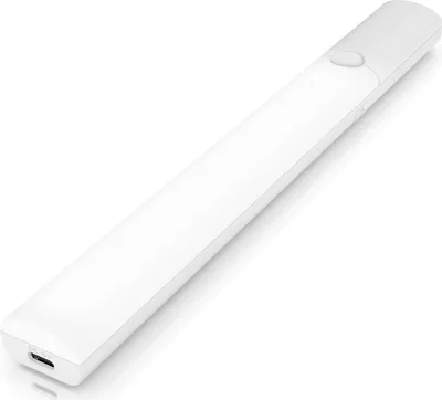 A white LED under-cabinet light with a motion sensor and USB-C port.