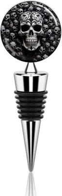 Produktbild von Weinverschluss Totenkopf Design - Flaschenverschluss - Weinaufbewahrung - 10 cm - Schwarz-Weiß