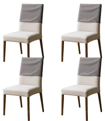 4 Stuhlbezüge Rückenlehne, Polyester, wasserdicht, grau, M