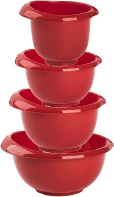 Image de Porte-serviettes en plastique, lot de 4, rouge, empilables, antidérapants, avec pieds en silicone