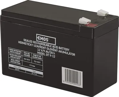 Image de EMOS Batterie au plomb sans entretien/accumulateur au plomb pour véhicules d'enfants, installations UPS, 12V, 9 Ah, Faston 6, 3 mm