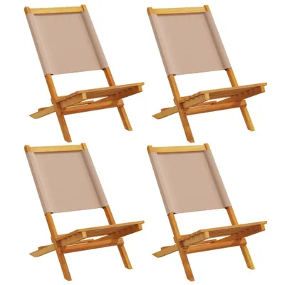 Produktbild von Gartenstühle 4 Stk. Klappbar Taupe Stoff und Massivholz