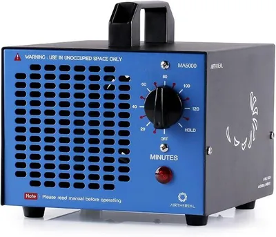 Produktbild von Kommerzieller Ozongenerator Geruchskiller, Ozon Luftreiniger Ozongerät Ozonisator mit Timer für Zimmer, Rauch, Autos und Haustiere, beseitigt Gerüche auf bis zu 185 m?, blau