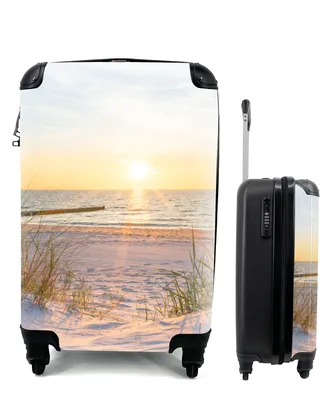 Produktbild von MuchoWow® Koffer Handgepäck Trolley Rollkoffer Kleine Reisekoffer mit 4 Rollen - Strand - Sonne - Düne - Gras - Sand - Horizont - Cabin Size < 55x40x23 cm & 55x40x20 cm - Fotokoffer - Kabinenkoffer - Boardgepäck - Reise-Box - Reisekoffer - Reisegepäck - Koffer mit Bild - Trolley für Kinder