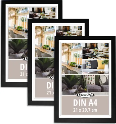 Produktbild von Posterrahmen 21 x 29,7 cm 3er Set DIN A4 schwarz