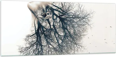 Produktbild von Bilder auf glas - Einteilig - Mädchen Baum Grafik - 120x50cm - Glasbilder - Wandbilder - Bilder - zum Aufhängen bereit - Wanddekoration aus Glas - Glas Bilder - Wandbild auf Glas - GAB120x50-4354