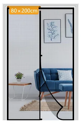 Obrázek produktu pro Moskytiéra na balkonové dveře, magnetická, 80x200 cm, ochrana proti hmyzu, černá, bez nutnosti vrtání