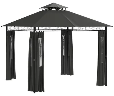 Produktbild von Pavillon Partyzelt Gartenpavillon, 3 x 3 x 2, 88 m, Dunkelgrau