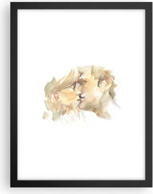 Produktbild von Gerahmtes Poster - Schwarzer Rahmen - Kuss Paar Liebe - 30x40 cm - Wand Bild - Wanddeko - Wandbilder - Kunstposter - Wandposter - Bilderrahmen - Bilder - Kunstdruck - Wanddekoration - P2BPA30x40-5005