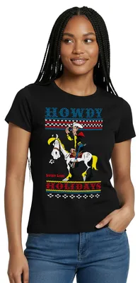 Produktbild von Spreadshirt Lucky Luke Howdy Holidays Ugly Christmas Frauen T-Shirt, L, Schwarz