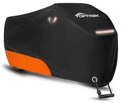 Zdjęcie produktu dla Pokrowiec na motocykl XXL - Wodoodporny - 245 x 105 x 125 cm - Odblaskowe paski - Z torbą